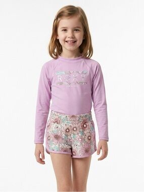 Roxy toddler Girls' purple Long Sleeve Rash Guard Set